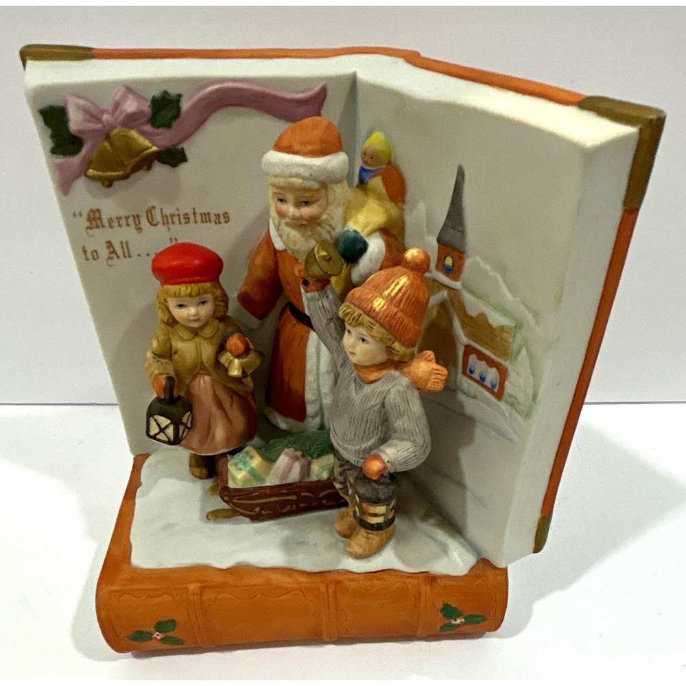 Lefton Victorian Santa Collection Wind-Up Music Box Book Figurine 1989 #07284